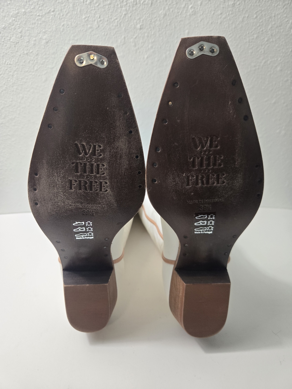 We The Free White Leather Block Heel Pumps - Size - 39 1/2 - 8 1/2
